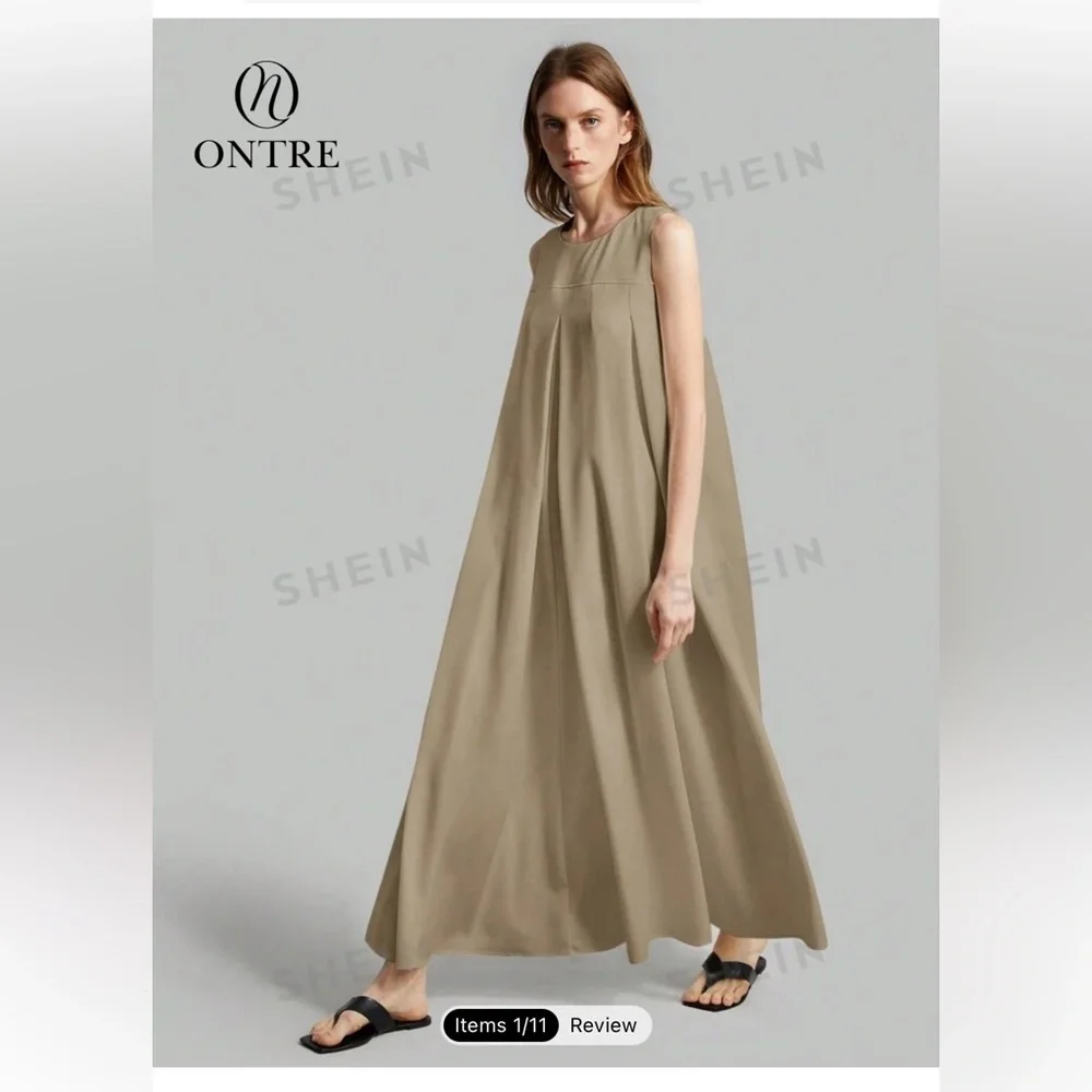 SHEIN Cream Tan Sleeveless Sundress Maxi - Picture 7 of 7